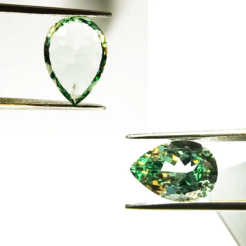 

Pear Shape Lab Grown Sapphire Sakura and Green Color DIY Ring Necklace Earrings Main Materials Charms Gem with Certificate