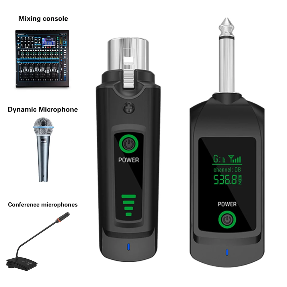 أداة ميكروفون ديناميكية محمولة 510.00-590.00 ميجا هرتز UHF XLR نظام محول DC5V للجيتار الكهربائي/خلاط الصوت الجهير