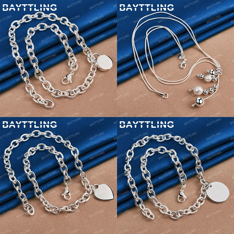 

Fashion 925 Sterling Silver Exquisite Round Beaded Necklace for Women Engagement Jewelry Party Accessories Gift