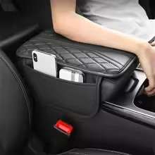 Multi-Functional Leather Car Armrest Storage Bag Auto Center Console Riser Protective Pad Car Organizer Accessory