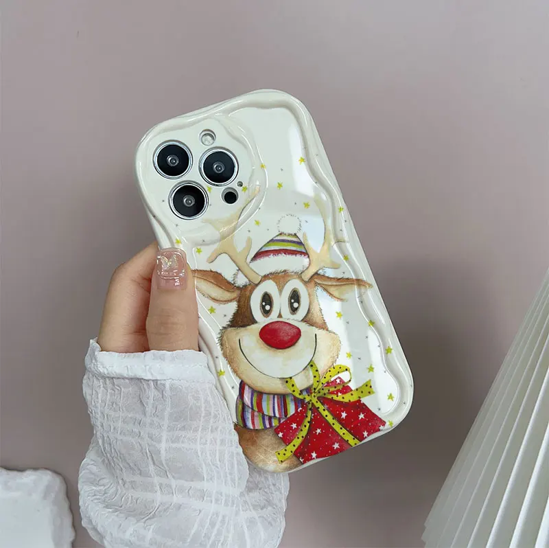 آذان ثلاثية الأبعاد سانتا كلوز عيد الميلاد الغزلان جراب هاتف ل ممن لهم رينو 14F 14 13 12 11 برو 13F 12F 11F 8T 7Z 8Z 4 8 برو A3 برو A60 غطاء #5