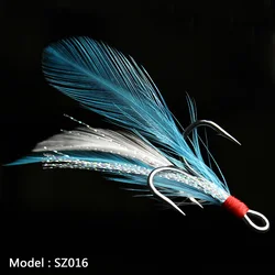 10pcs Treble Fishing Hook With Feather For Minnow Fly Fishing Lures Crankbaits Barbed Annular Sharpened Fishhook 10-3/0# sz016