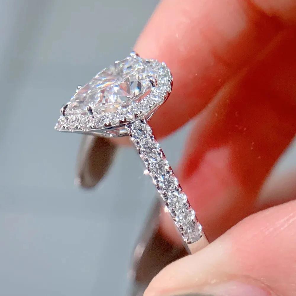 IGI Lab Growing Diamond Ring Pear shape D Color 1 2 3 4 5Ct Solid 14K White Gold Ring Diamond wedding ring Factory Engagement
