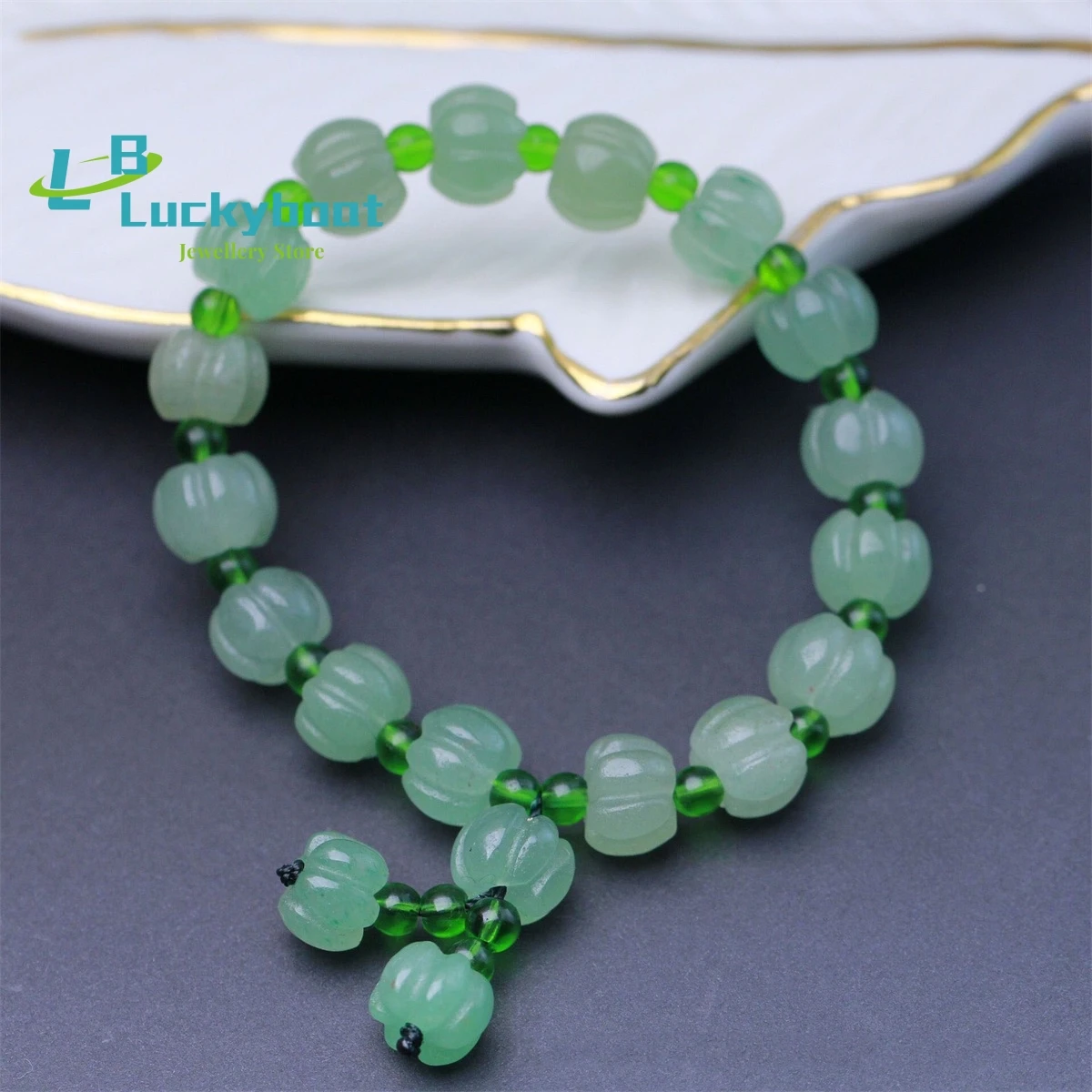 Xinjiang Natural Jade Gold Silk Pumpkin Beads Dongling Jade Bracelet Men and Women's Couple Fashion Charm Single Loop Exquisite