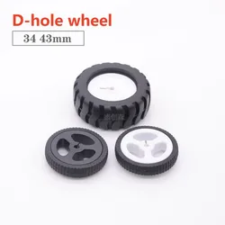 D-Shaped Hole Plastic Rubber Wheel 34mm/43mm D3mm Hole N20 Reducer Motor Special Tire Wheel