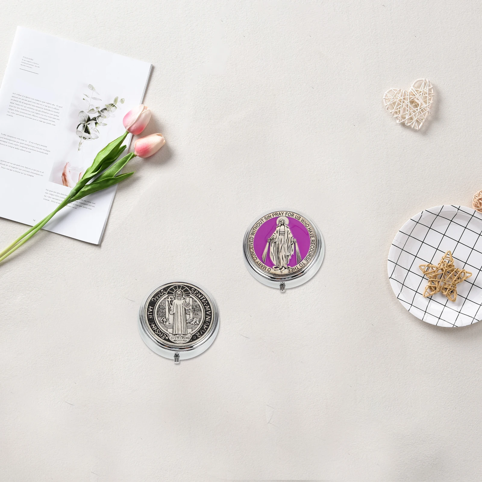 

2Pcs Retro Jewelry Container Rosary Beads Case Multi-Function Jewelry Box for Necklace Ring Earring Packaging Storage Organizer