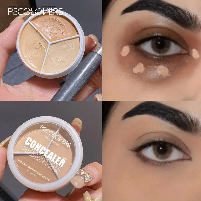 Corrector tricolor, que cubre manchas y imperfecciones faciales, que cubre eficazmente las ojeras, duradero y natural