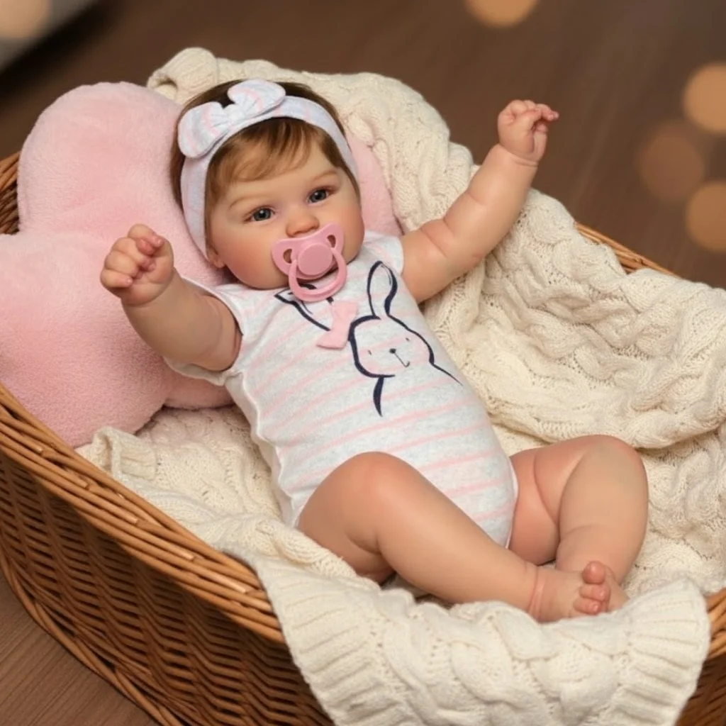 48CM Maddie Bebe Reborn Dolls Malowana noworodkowa lalka z wziętymi włosami i miękkimi w dotyku zabawkami dla dzieci Muñecas Reborn — zdjęcie 6