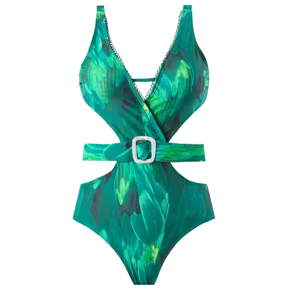 Bikini Bodysuit Bade bekleidung Frauen mit Rock Badeanzug Sommer neue Rüschen Spleiß druck Beach wear Urlaub Bikini Vertuschungen Outfits