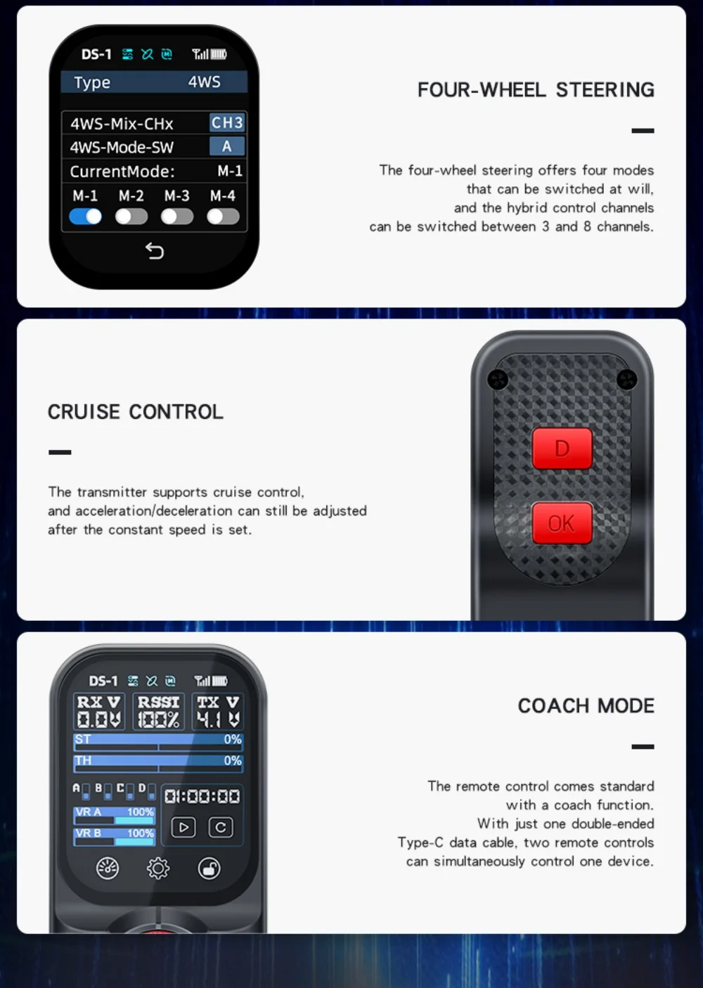 HotRC DS800 Transmitter 8CH Remote Controller  TouchScreen with F-08A Receiver For RC Car Boat