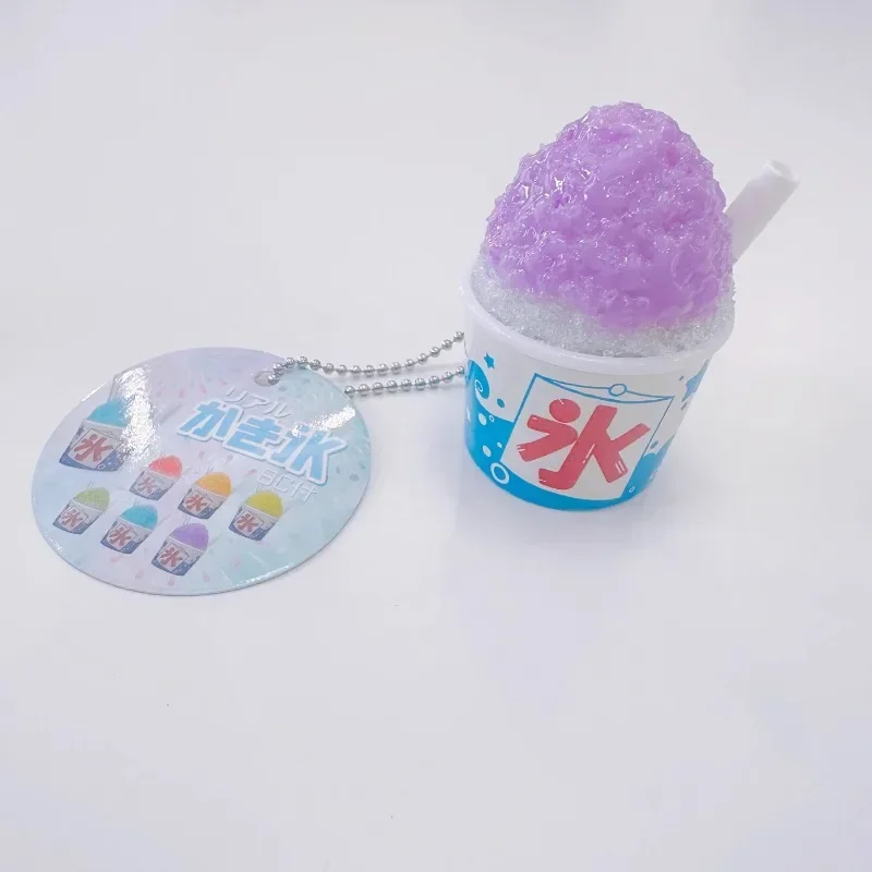 Cute Gashapon Kawaii Figure Anime Miniature Summer Shave Ice Cub Snack Food Keychain Pendant Model Capsule Toys Doll Decor Gift