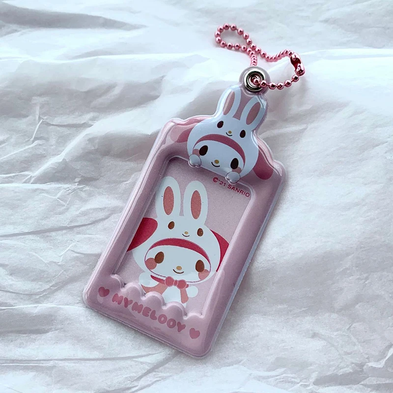 Sanrio Card Holder Hello Kitty Cinnamoroll Kuromi My Melody Photo Card Keychain Kawaii Bag Kpop Style Pendant Student Gift Toys