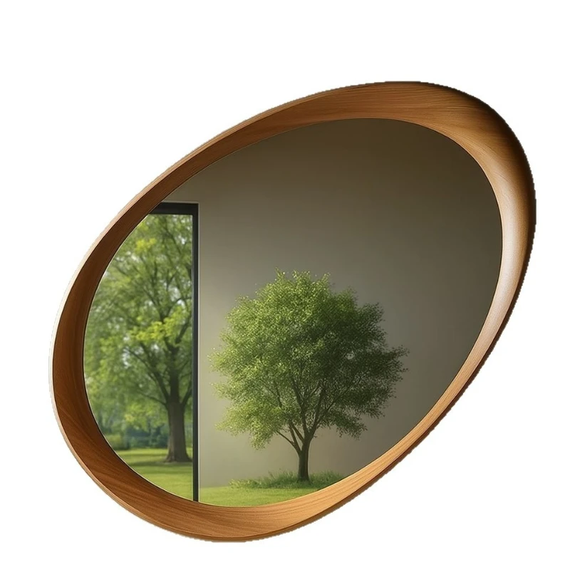 

Medieval New Chinese Zen Solid Wood Special-shaped Mirror Wall-mounted Home Living Room Decorative Mirror Full-length Mirror