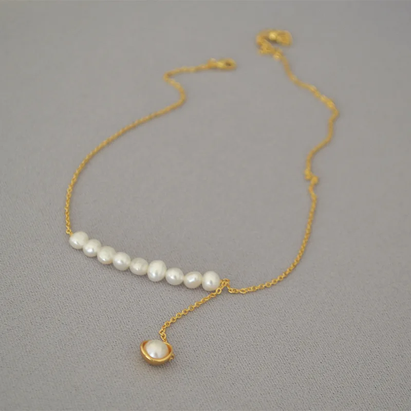 

Freshwater Pearl Chocker Baroque Creative Design Y-line Elegant Necklace