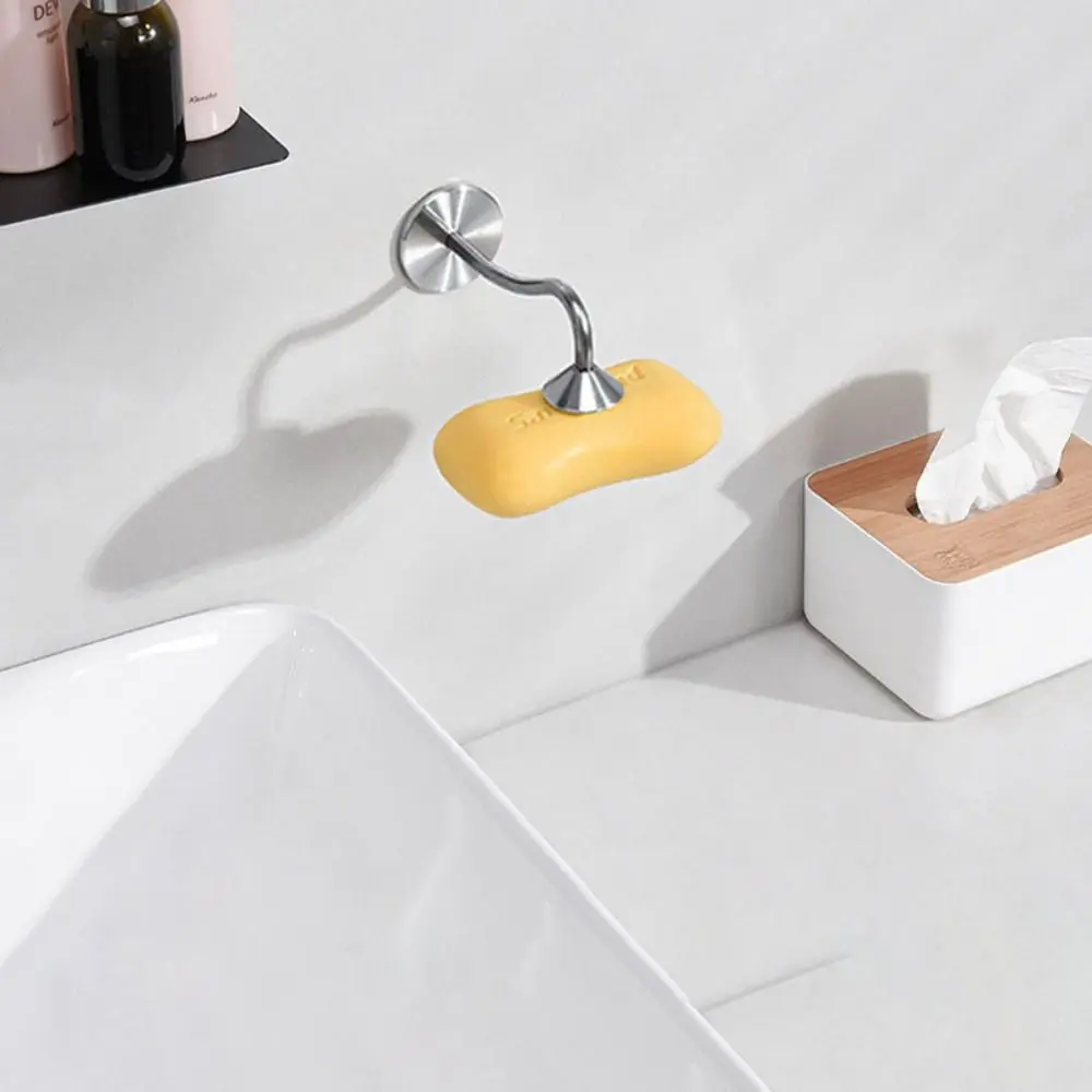 

Stainless Steel Magnetic Soap Shelf Save Space Simple Style Punch-free Soap Holder Quick Drain Durable Wall Soap Shelf Kitchen