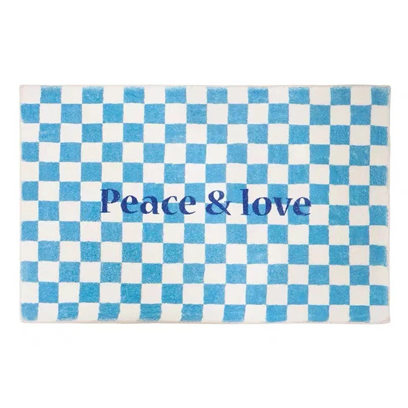 Fashionable, Minimalist, Niche Design, Checkered Floor Mat, Living Room Mat, Household Plush Carpet, Door Mat