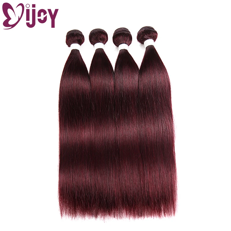 99J/Burgundy Human Hair Weave Bundles 8-26 Inch Pre-colored Brazilian Straight Human Hair Weave Non-Remy Hair Extensions IJOY