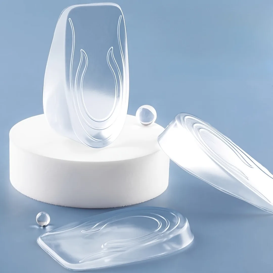 1 Paar transparente Silikon-Einlegesohlen zur Erhöhung der Höhe, rutschfest, stoßdämpfend, unsichtbare Fersenlifte, mehrere Höhen für alle Schuhe – Detail 2