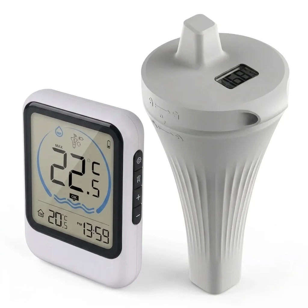Wireless Pool Thermometer With Temperature Sensor Pool Fish Tank Bathtub Water Temperature Gauge Monitor Real Time Data Display