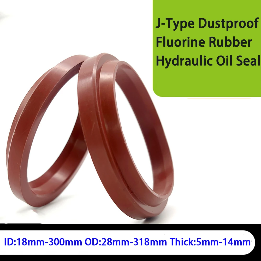 J-Type Dustproof Fluorine Rubber Hydraulic Oil Seal Dustproof Brown Sealing Ring Resistant High Temperature ID18-300mm TH 5-14mm