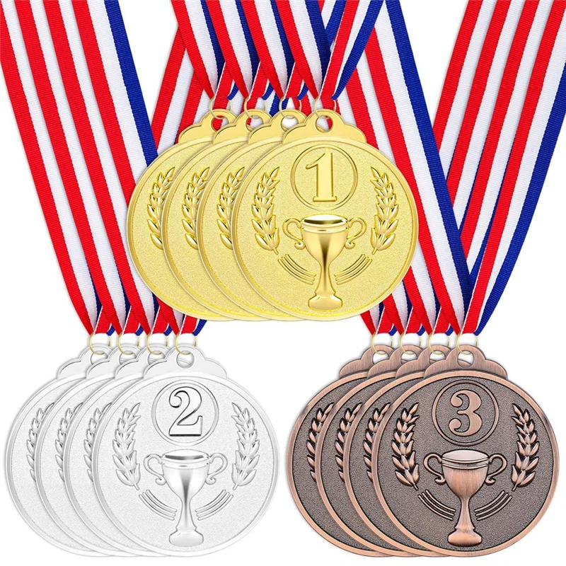 

12Pcs Award Medals Gold Silver Bronze Winner Medals 1St 2Nd 3Rd Prizes For Competitions-ABJQ