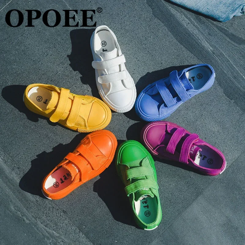 

Solid Color Children's Cloth Shoes Hook Loop Sewing Thread Round Toe Kids Comfortable Breathable Casual Shoes Non Slip Soft Sole
