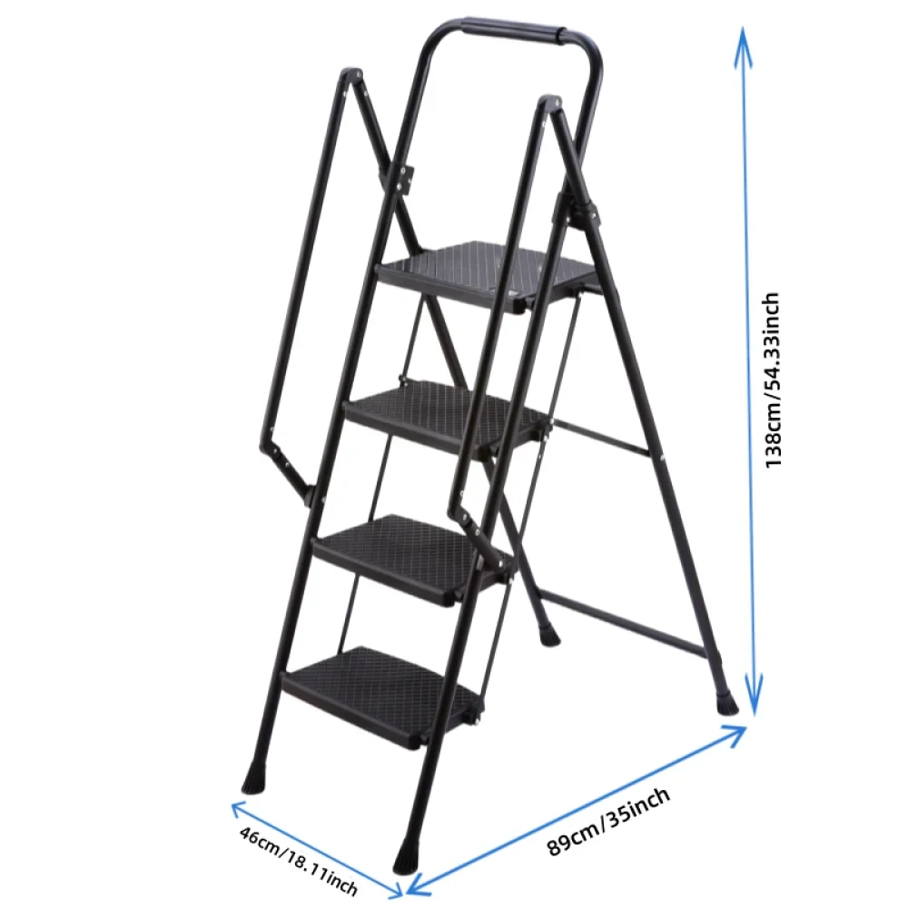 Escalera de cuatro escalones, taburete plegable ligero de cuatro escalones, escalera de acero resistente, escalera multiusos, adecuada para el hogar