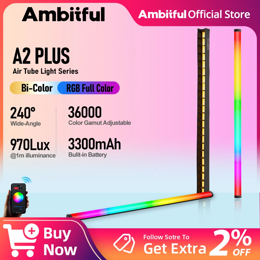 

AMBITFUL A2 Plus Full Color RGB Tube Light LED Video Stick Light
