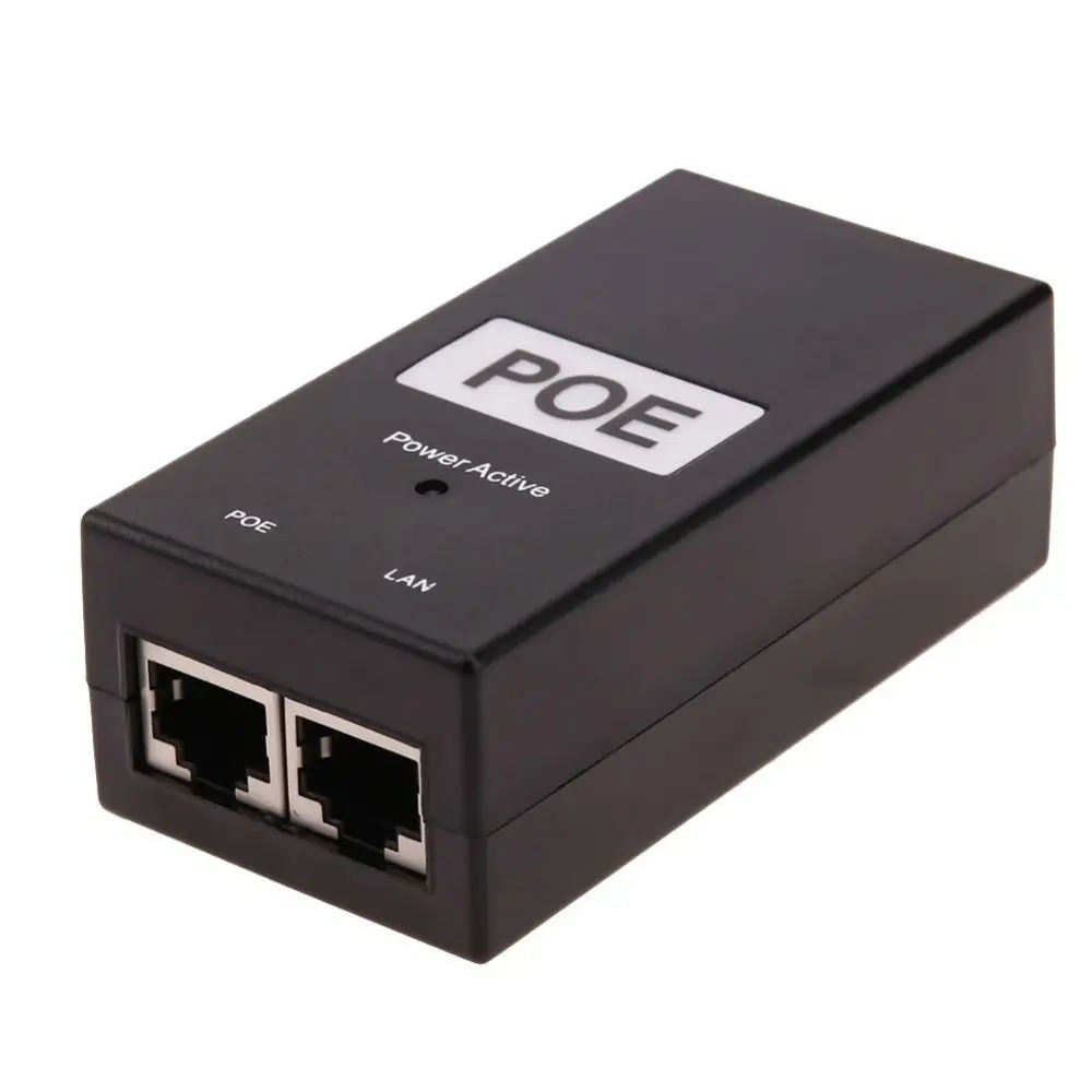 24V/48V 0.5A POE Power Injector Compatible IEEE802.3af/at POE Power Supply 100Mbps Desktop POE Ethernet Adapter POE