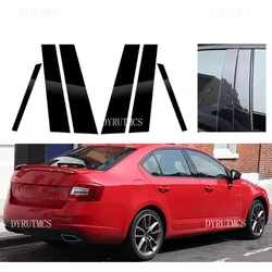 6PCS Gloss Black Pillar Posts Fit For Skoda Octavia Mk3 5E 5 Door Liftback 2014-2019 Door Window Moulding Trim Cover Sticker