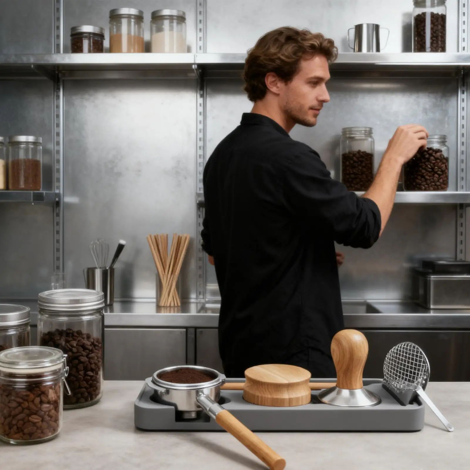 حصيرة الدك ملحقات ماكينة القهوة المصنوعة من السيليكون، حصيرة الدك لآلة الإسبريسو للمنزل والمبتدئين والمحترفين والمكتب والمقهى