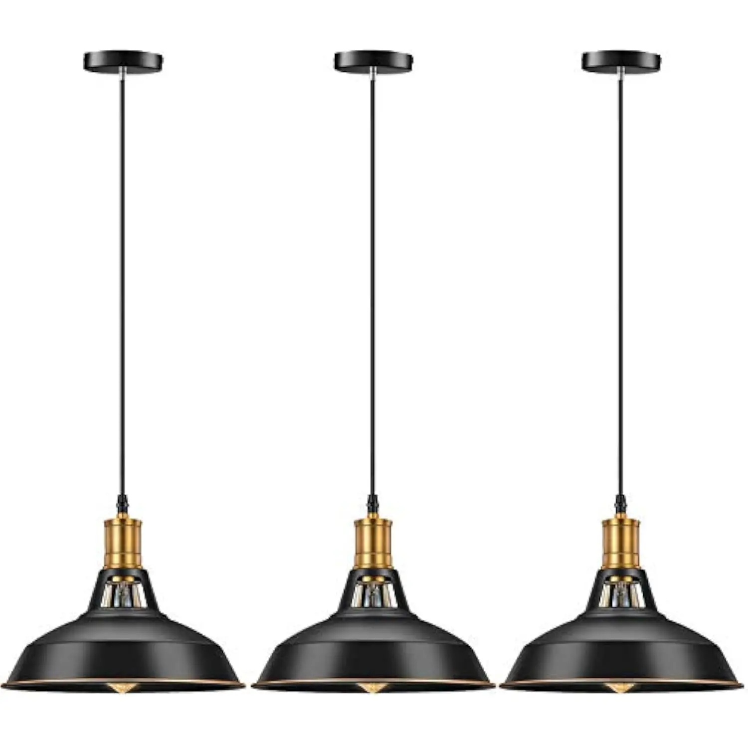 

Farmhouse Style Industrial Pendant Light, Vintage Barn Hanging Pendant Lighting, Modern Pendant Lamp Fixture 3 Pack, Oil Rubbe