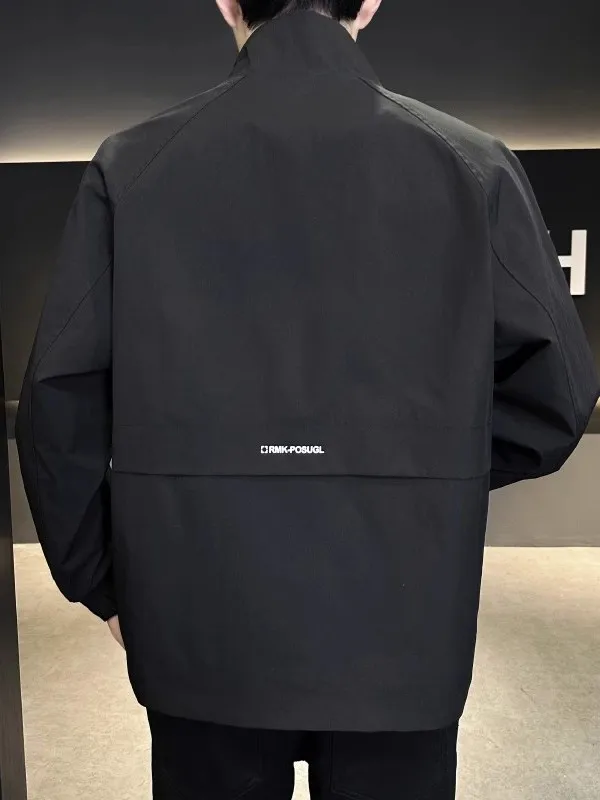 

Men's Slim Fit Stand Collar Jaet Spring Autumn Sle Youth Outerwear Casual Faion Workwear Polyester Long Sve Zipper