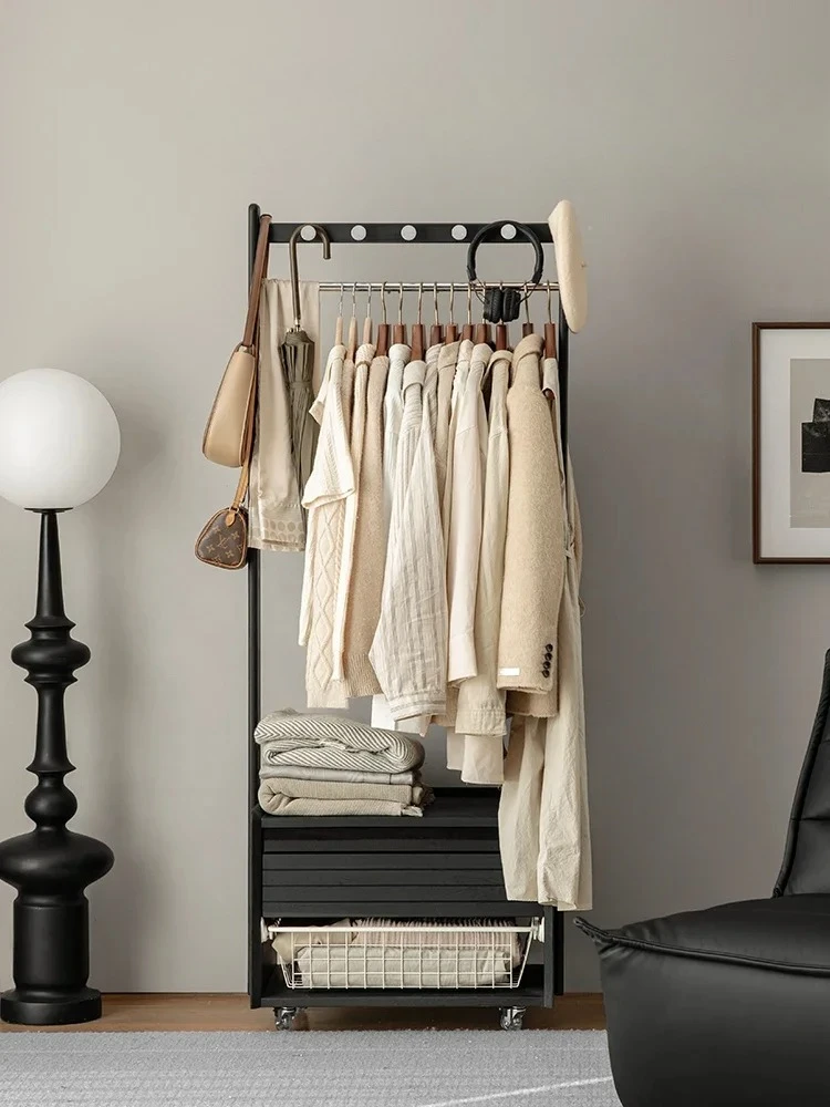 

спальный гарнитур European Entry Lux Mobile Coat Rack American Retro Multi-Functional Storage Rack Simple Solid Wood Hanger