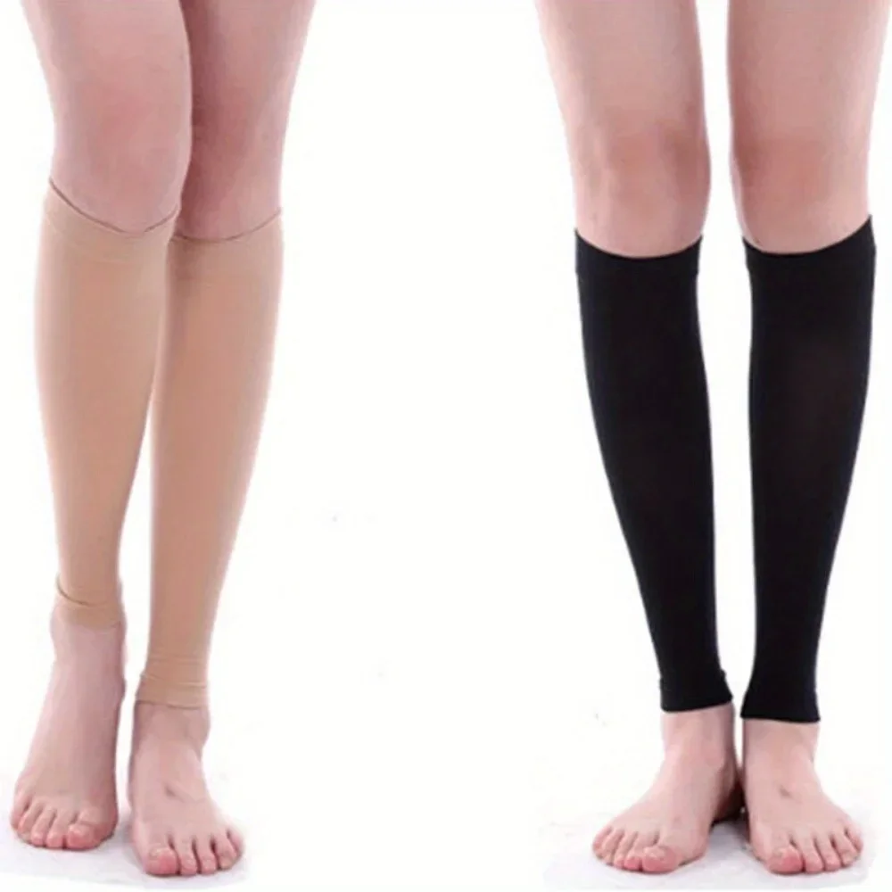 1 paio di vene varicose sollievo dall'affaticamento scaldamuscoli compressione manica polpaccio calzino calza lunga supporto elastico per le gambe gamba tibia calzino