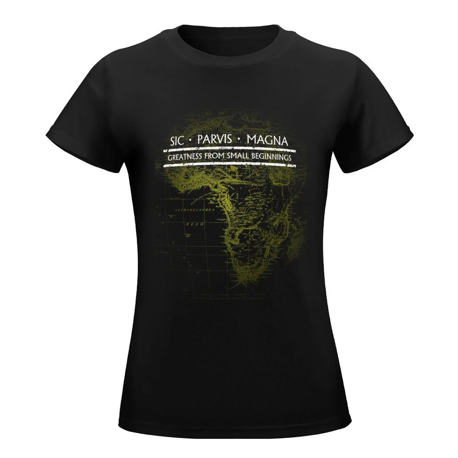 Uncharted - SIC PARVIS MAGNA (Black) T-Shirt graphics oversized cute tops Women's t-shirt