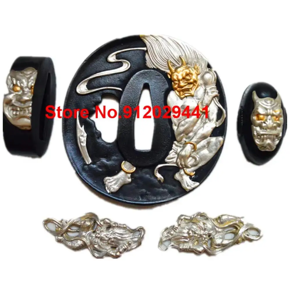 High Qualirty A Set Copper With gold & Silver Guard Tsuba Menuki Fuchi Kashira For Japanese Samurai Katana Sword