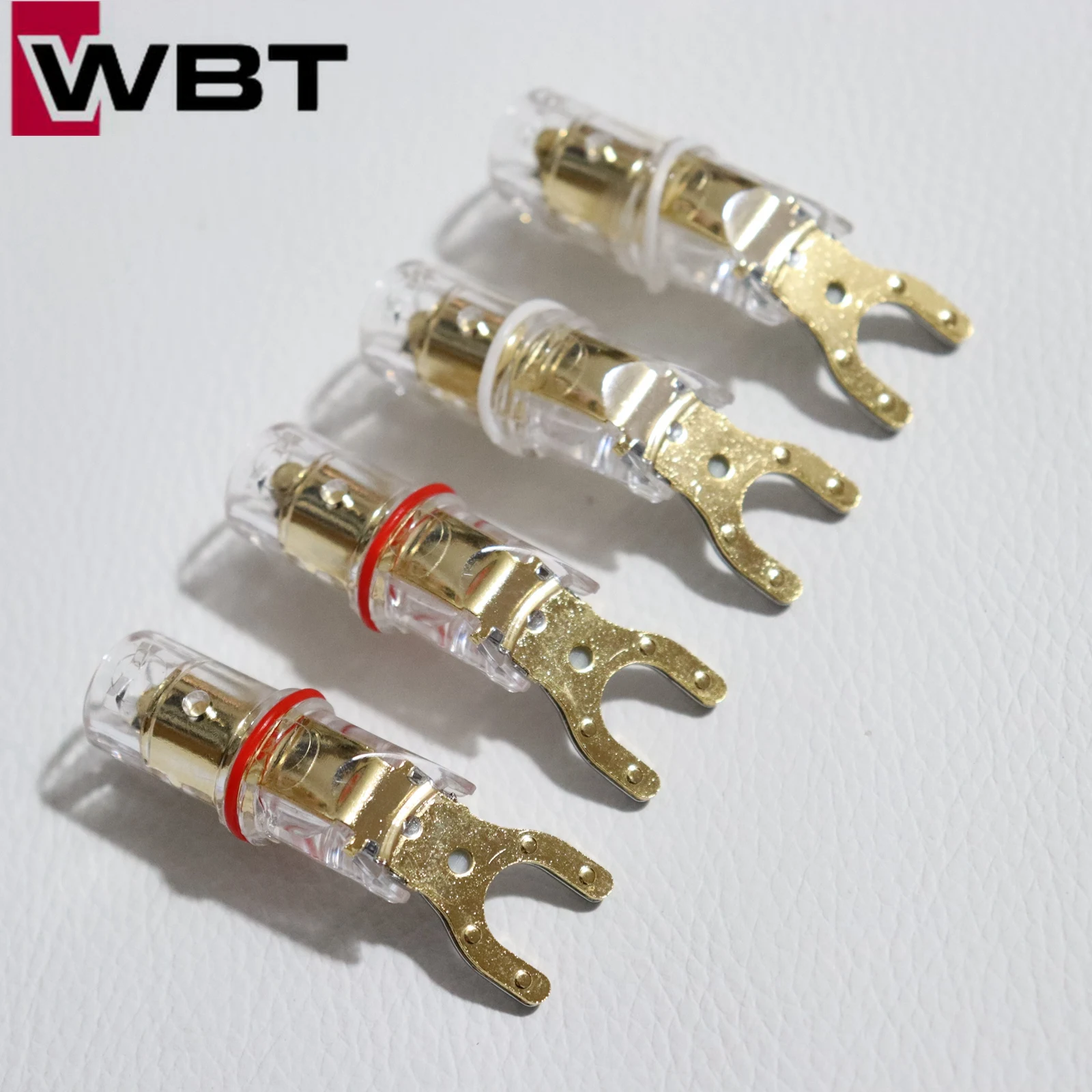 4pcs Brand new original WBT audio banana plug Non-magnetic no soldering Y Spades plug HiFi Loudspeaker cable Connector Adapter