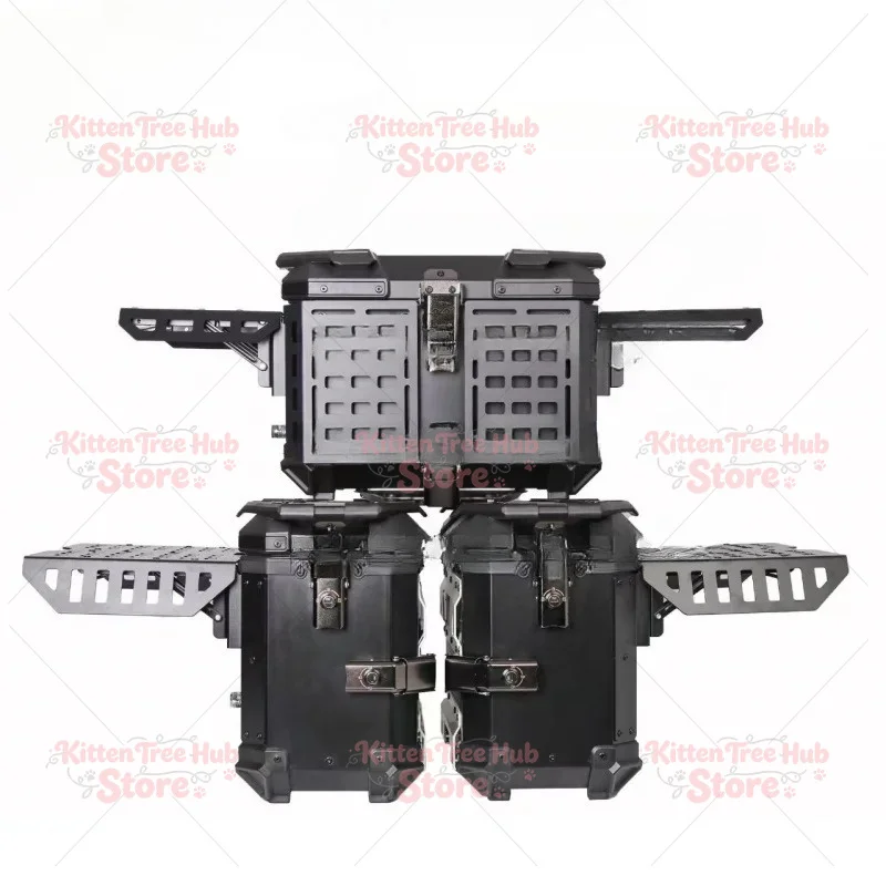 Armored Black Aluminum Alloy 3-Piece Motorcycle Tail & Side Box Set