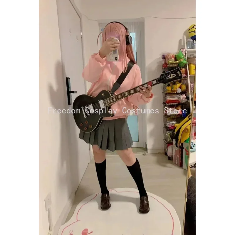 بوتشي روكا!. أزياء Gotou Hitori التأثيرية JK موحدة سترة وردية تنورة شعر مستعار بدلة الهالوين أنيمي كوسبلاي؛ 5 ب، 8. فولت؛ #6