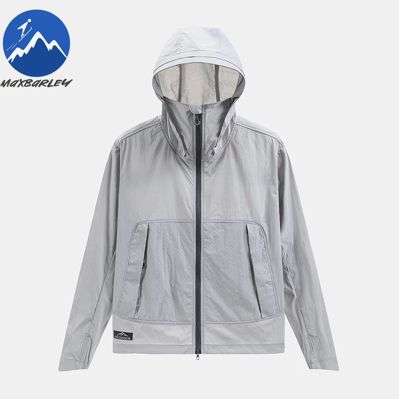 

Maxbarley Summer Sunscreen Jacket Men Minimalist Windproof Cool Breathable Ice Silk Windbreaker Casual Women Sports Hooded Coat