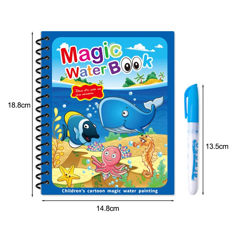 Magisches Wassermalbuch mit Stift, wiederverwendbare Wassermalbücher für Kleinkinder, Malen mit Wasserbüchern, schmutzfreies Malbuch