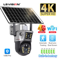 LS VISION 8MP 4G SIM Card Dual Screen Solar Cameras 4K WiFi PTZ Dual Lens Built-in Battery Human Auto Tracking Security Camera