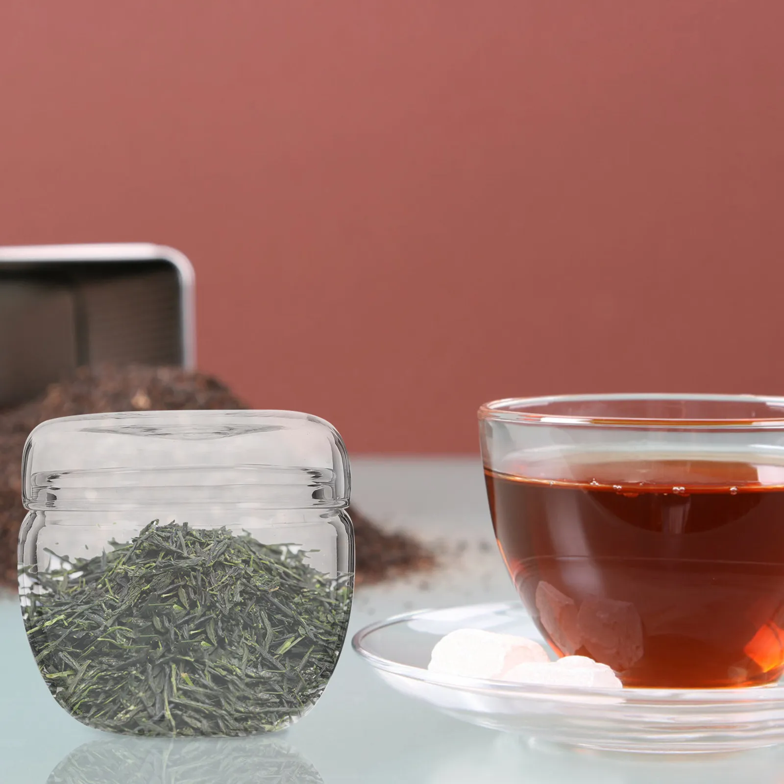 Premium Glass Tea Canister for Loose Tea Rice Flour Sugar Baking Powder Soda Storage Kitchen Household Multi-Function Food Jar
