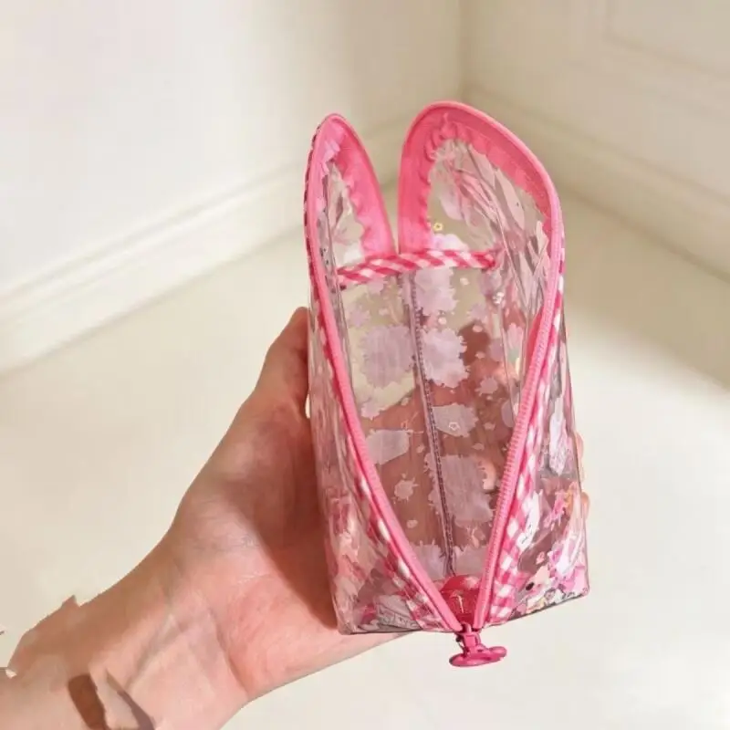 Japan Cartoon Image Marron Cream Pvc Transparent Pencil Case Cartoon Quicksand High Capacity Student Stationery Storage Bag - view 4