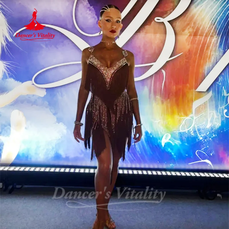 

Latin Dance Performance Clothing Customized for Adults and Children Tango Chacha Samba Competition Dress Latin Tassel Dresses