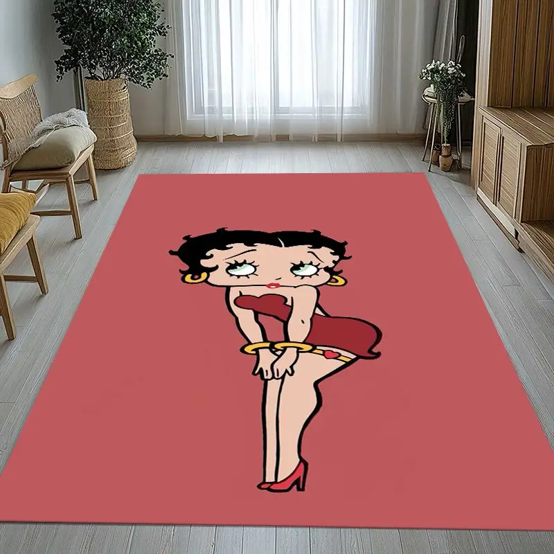 3D B-Betty Girl B-Boop Cartoon Area Rug,Soft Non-Slip Carpet Mat for Living Room Bedroom Kids Playroom,Sofa Floor Rug,Home Decor