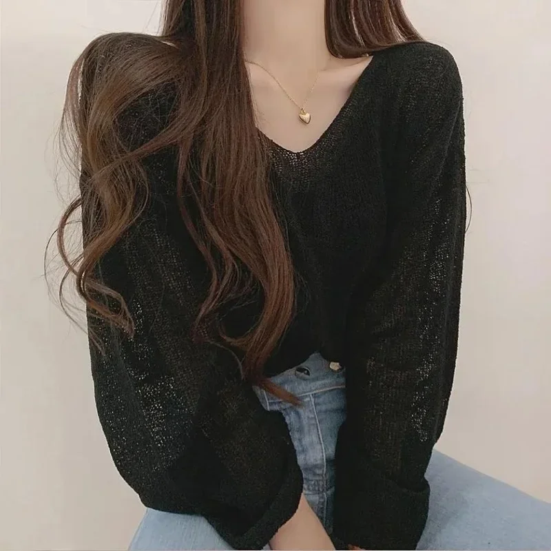 Tops Sweaters For Women With Headings Ladies Sweater Pullover Cropped Autumn 2024 Trend Cute Kawaii Black Knitted High Quality