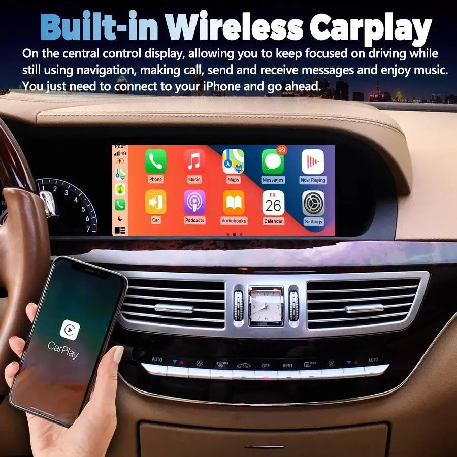 10.25inch Qled Screen For Benz S Class S250 S280 S320 S350 S400 S500 S600 W221 Android 14 2006-2013 Car Multimedia Video Player