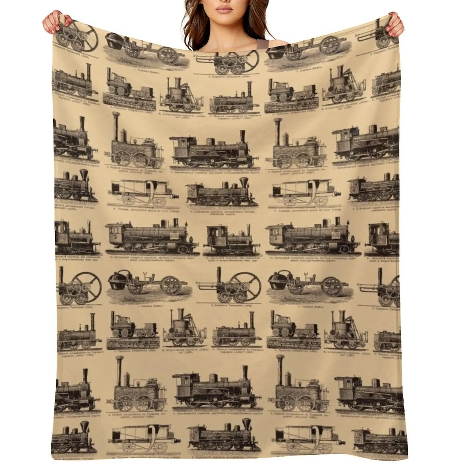 

Vintage retro steam old trains poster backpack Throw Blanket Sofas Luxury St Fashion Sofas Winter beds Blankets